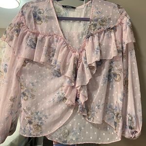 Sheer ruffle blouse
